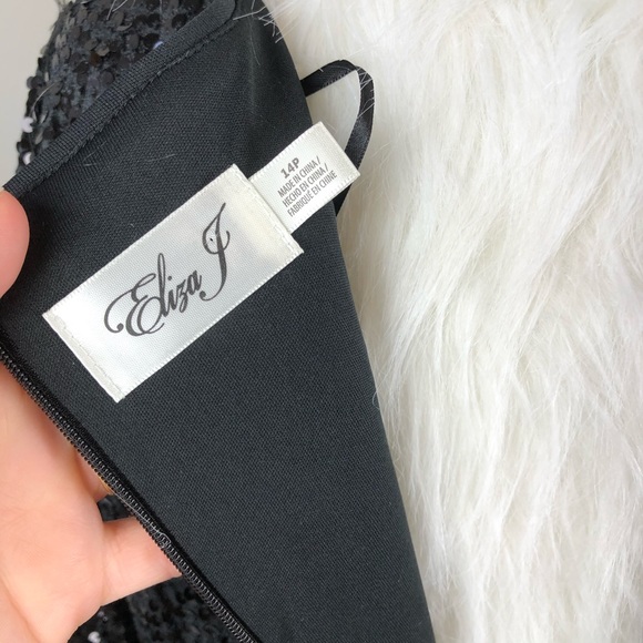 Eliza J velvet sequin fit flare mini dress flounce - Picture 4 of 8